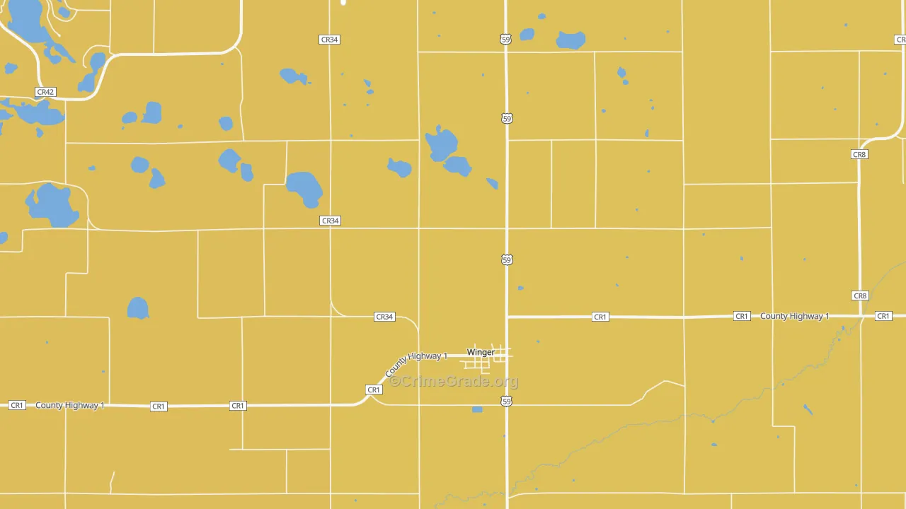 Winger, MN Map of Theft Rates