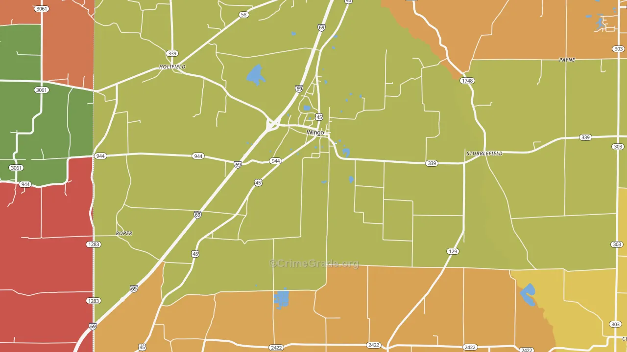 Wingo, KY Map of Theft Rates