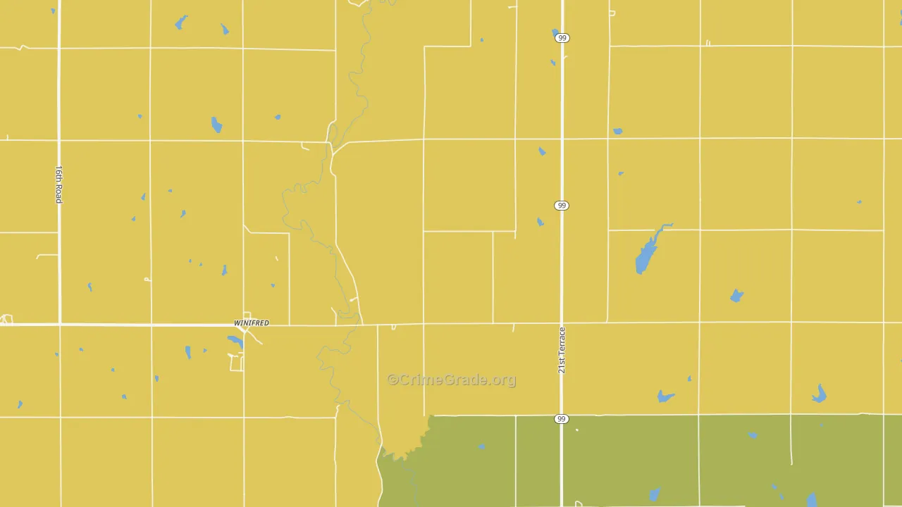 Winifred, KS Map of Theft Rates