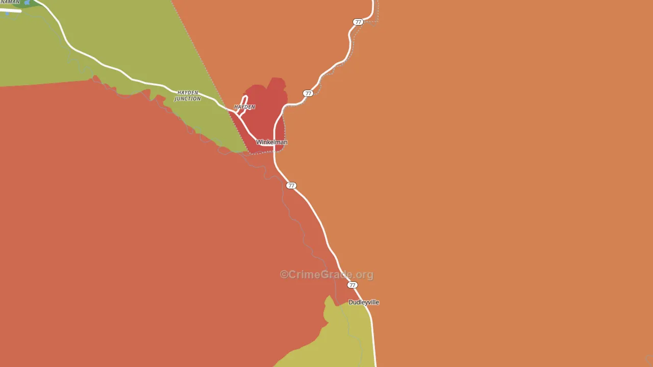 Winkelman, AZ Map of Theft Rates