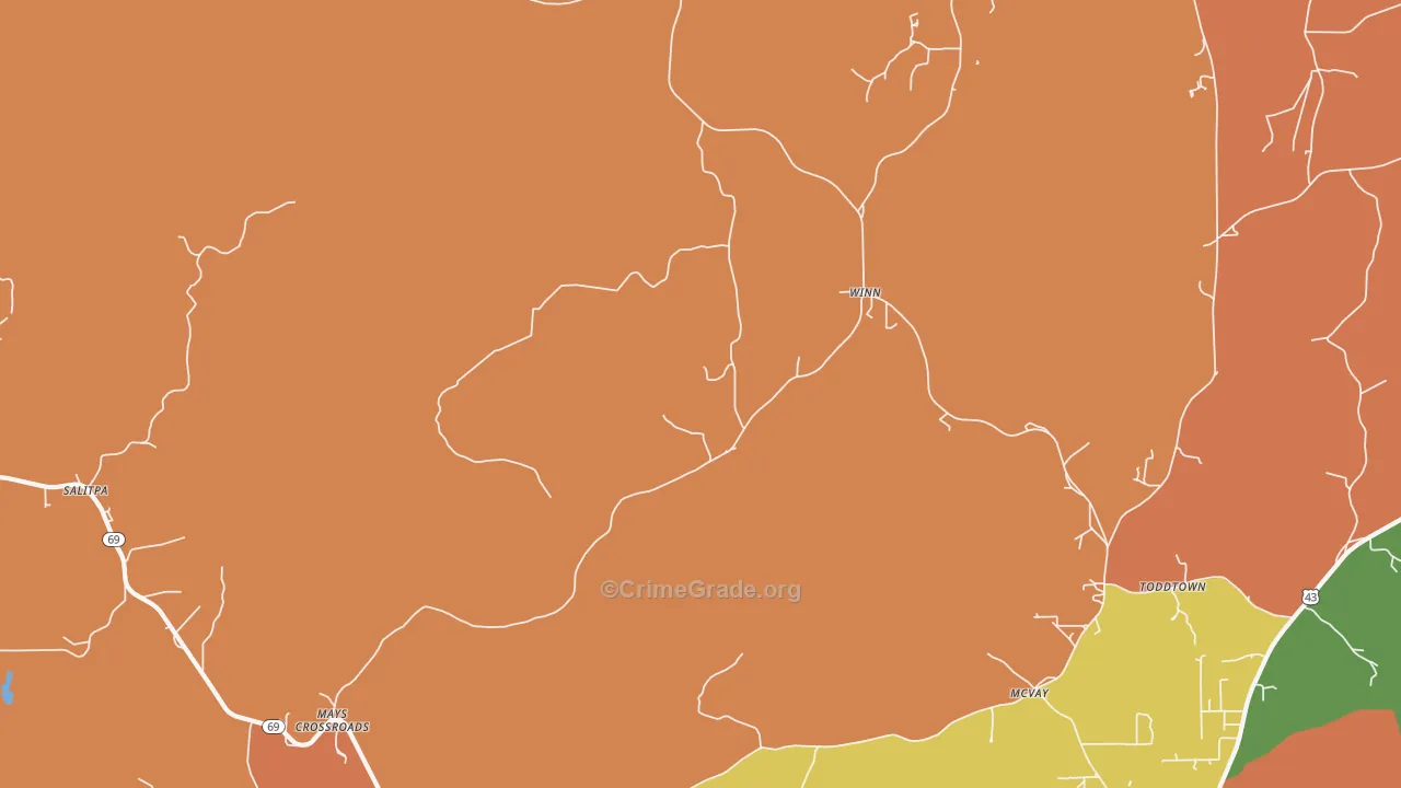 Winn, AL Map of Theft Rates