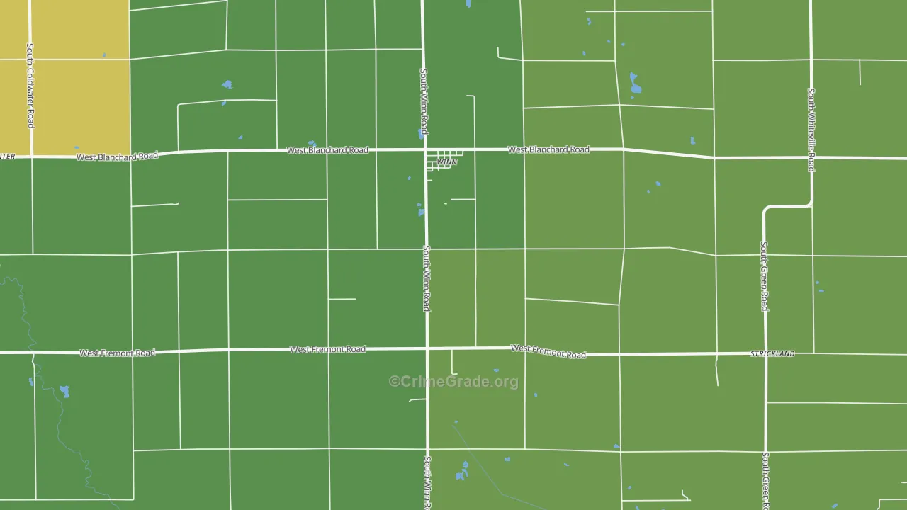 Winn, MI Map of Theft Rates