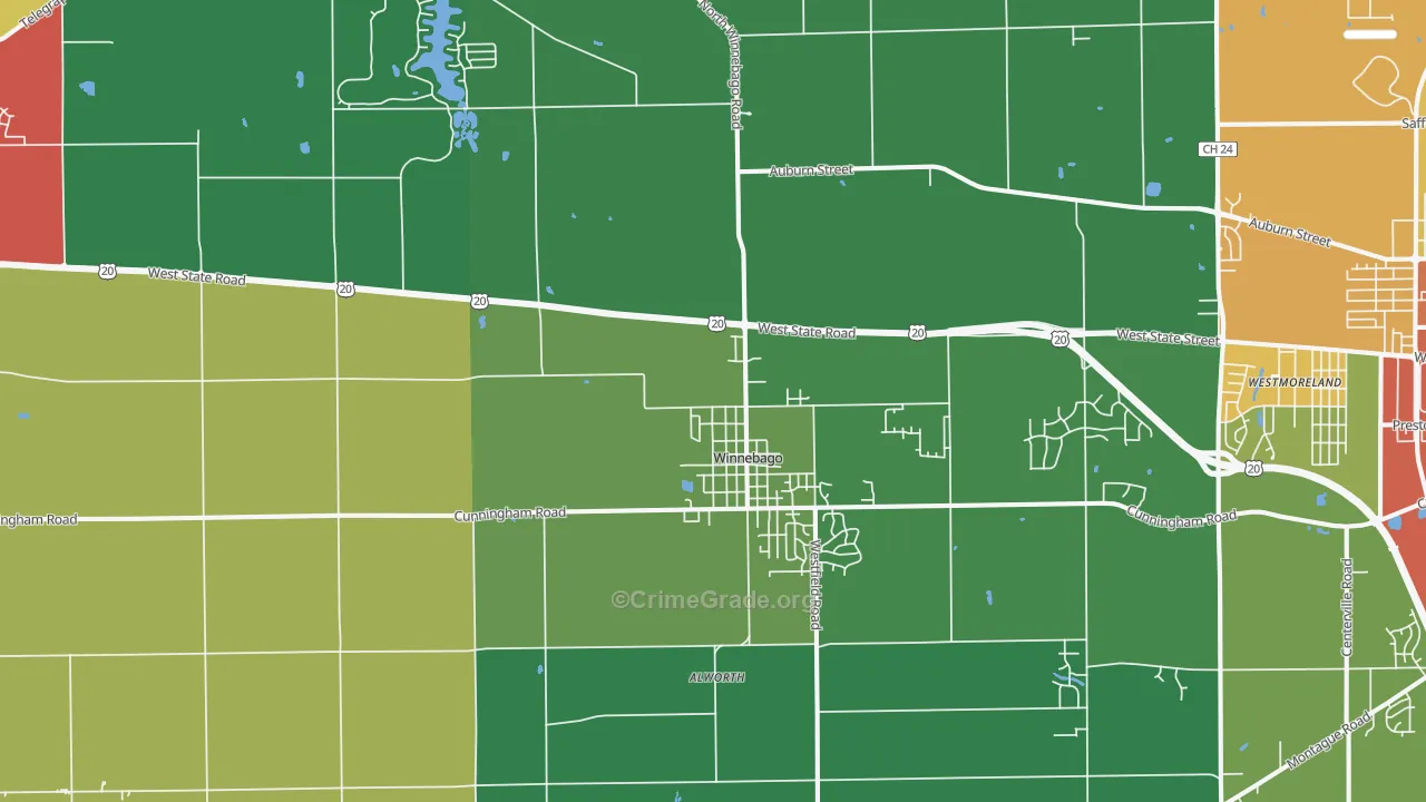 Winnebago, IL Map of Theft Rates