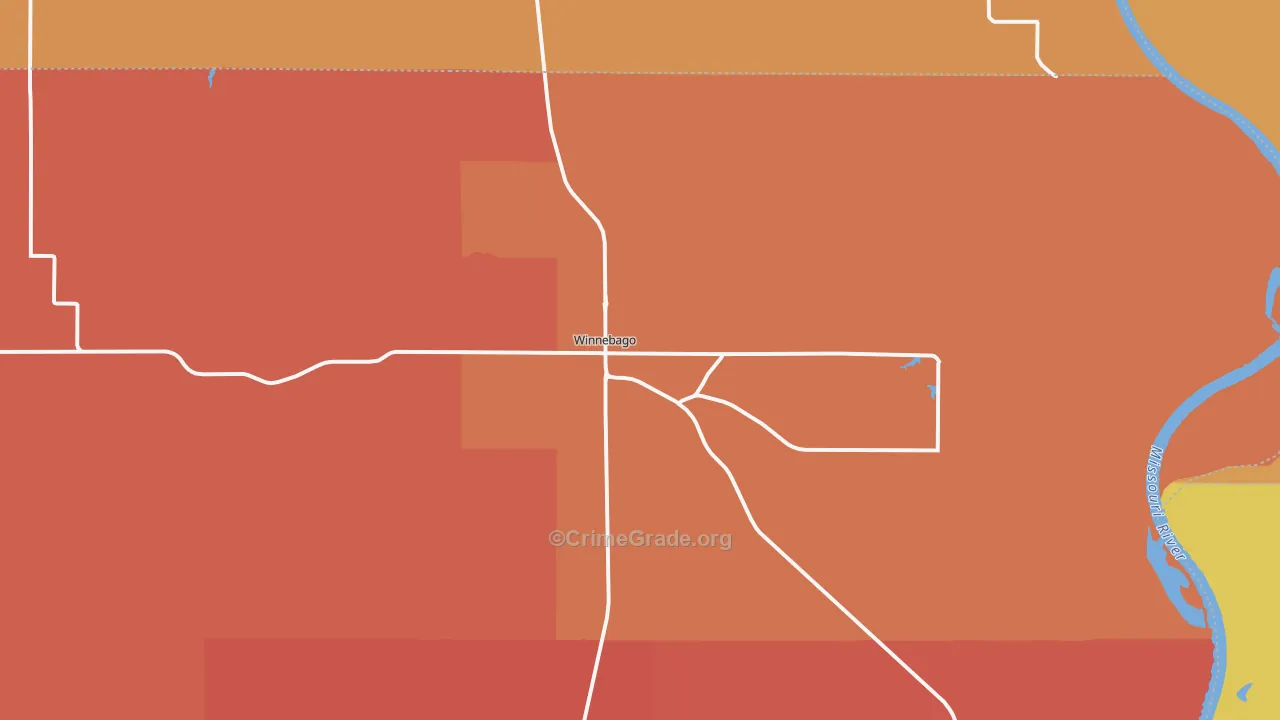 Winnebago, NE Map of Theft Rates
