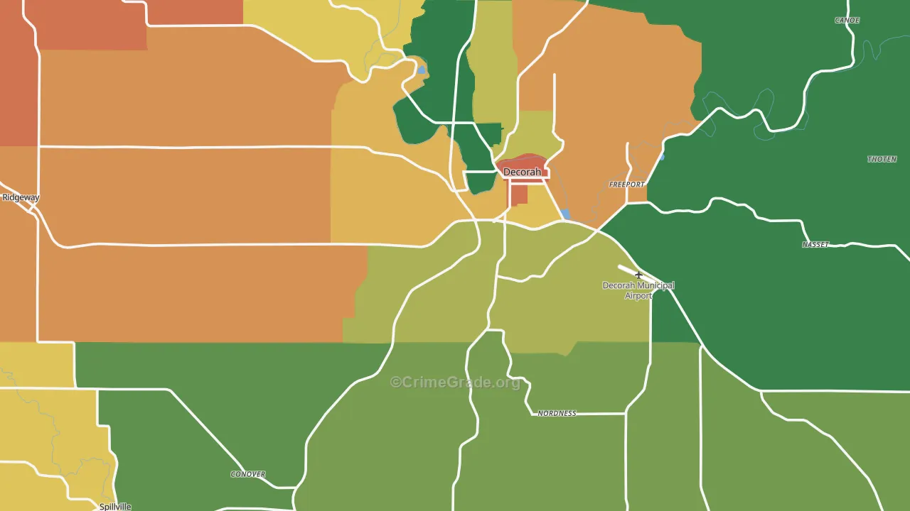 Winneshiek County, IA Map of Theft Rates