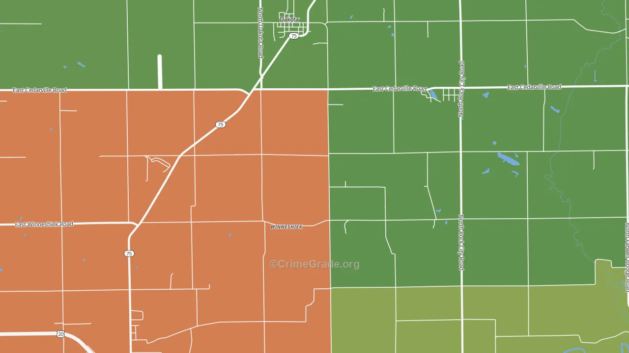 Winneshiek, IL Map of Theft Rates
