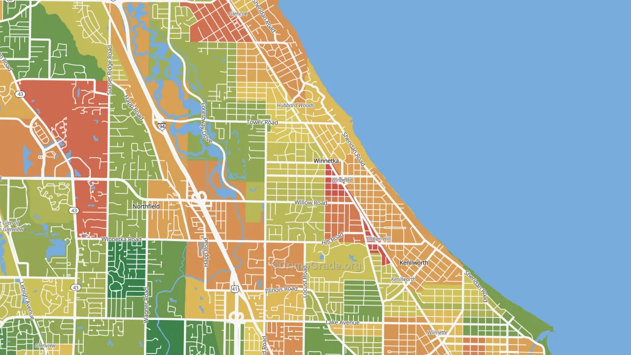 Winnetka, IL Map of Theft Rates