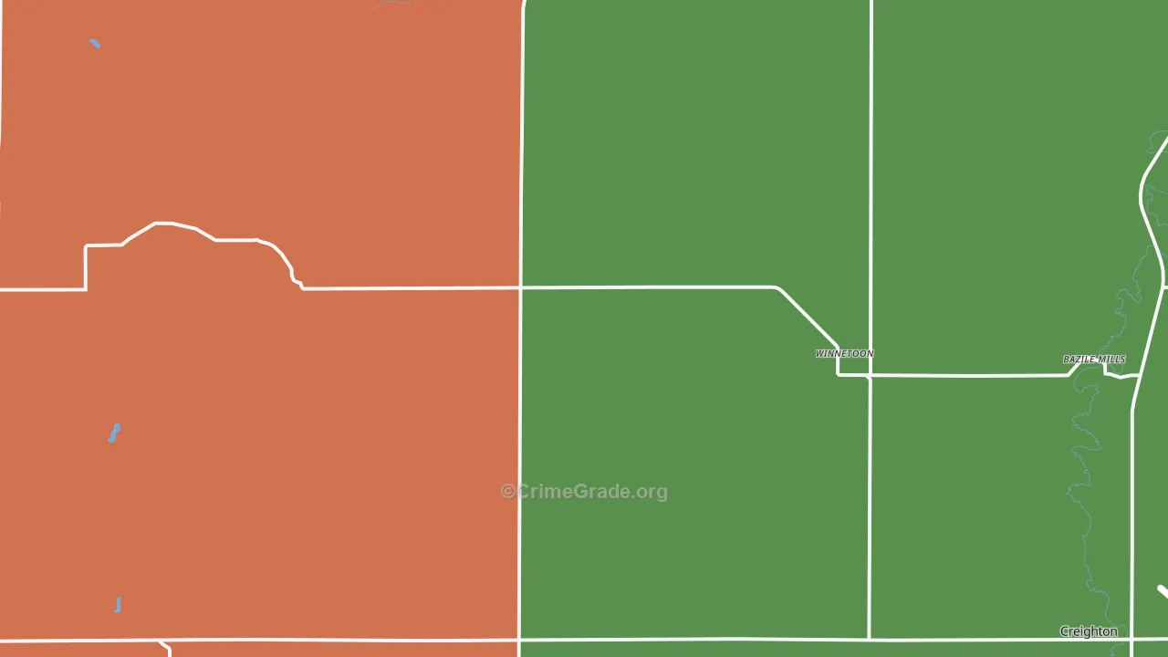 Winnetoon, NE Map of Theft Rates