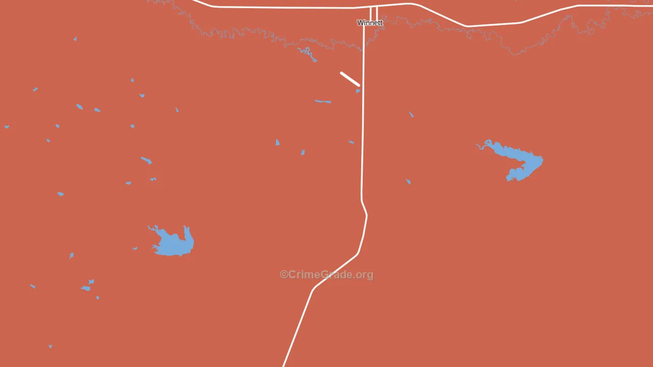 Winnett, MT Map of Theft Rates
