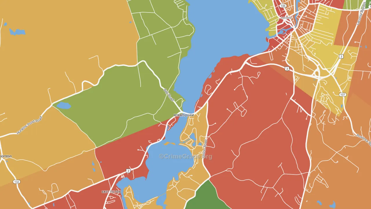 Winnisquam, NH Map of Theft Rates