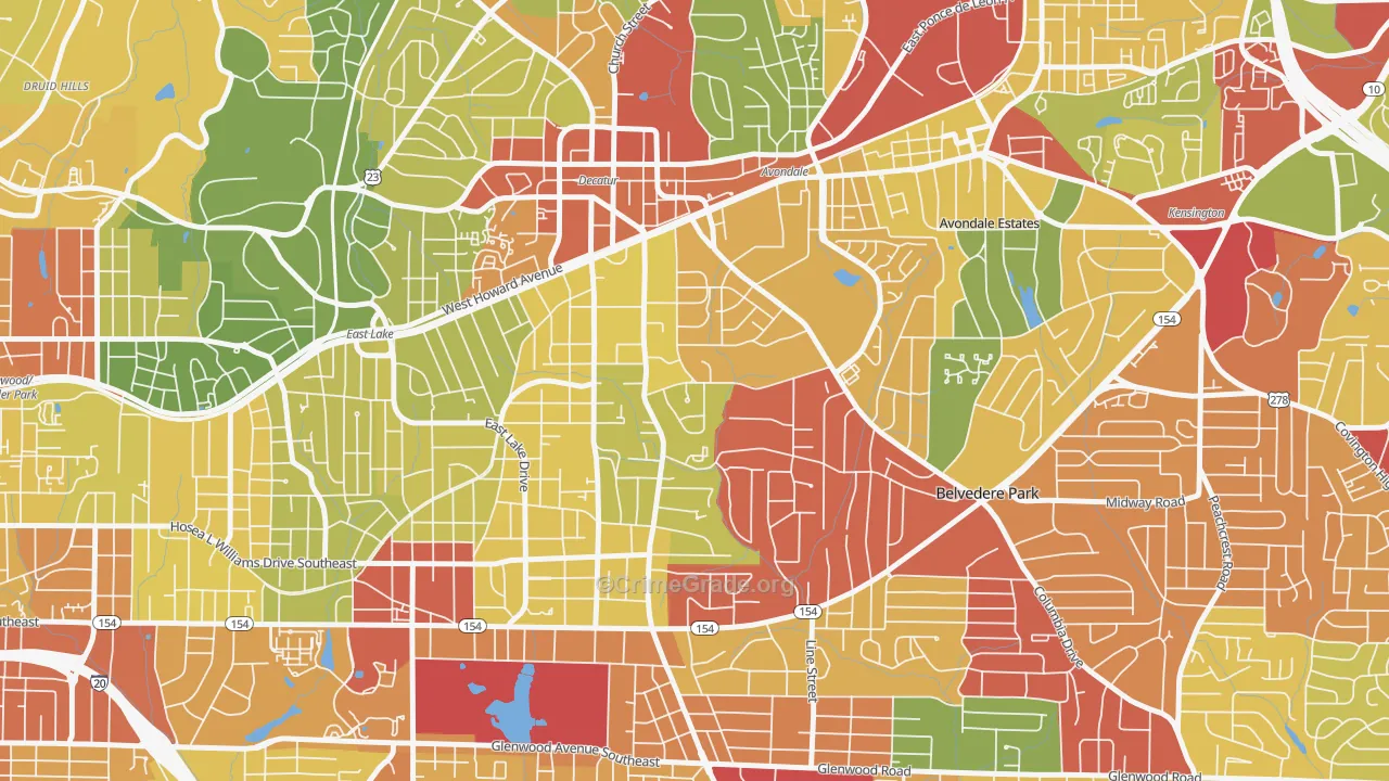 Winnona Park, Decatur, GA Map of Theft Rates