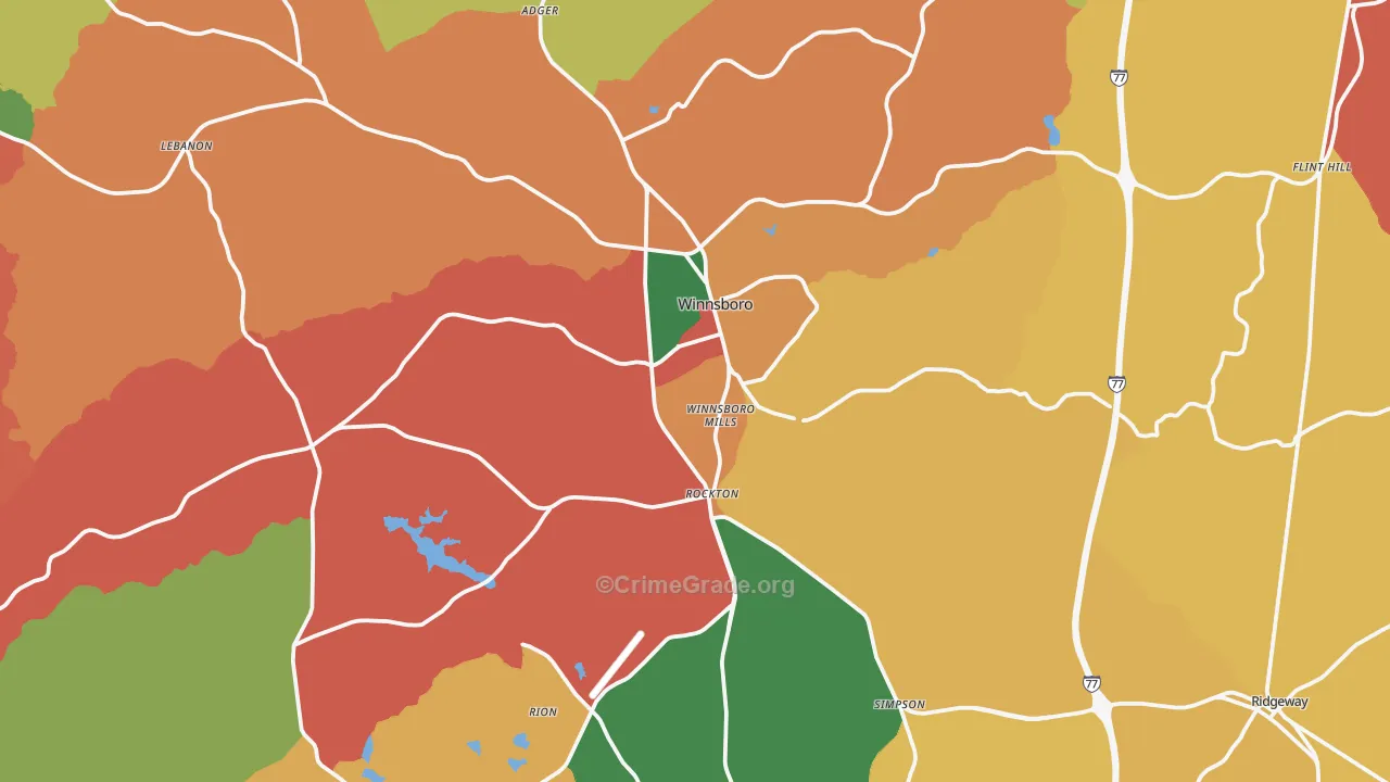Winnsboro, SC Map of Theft Rates