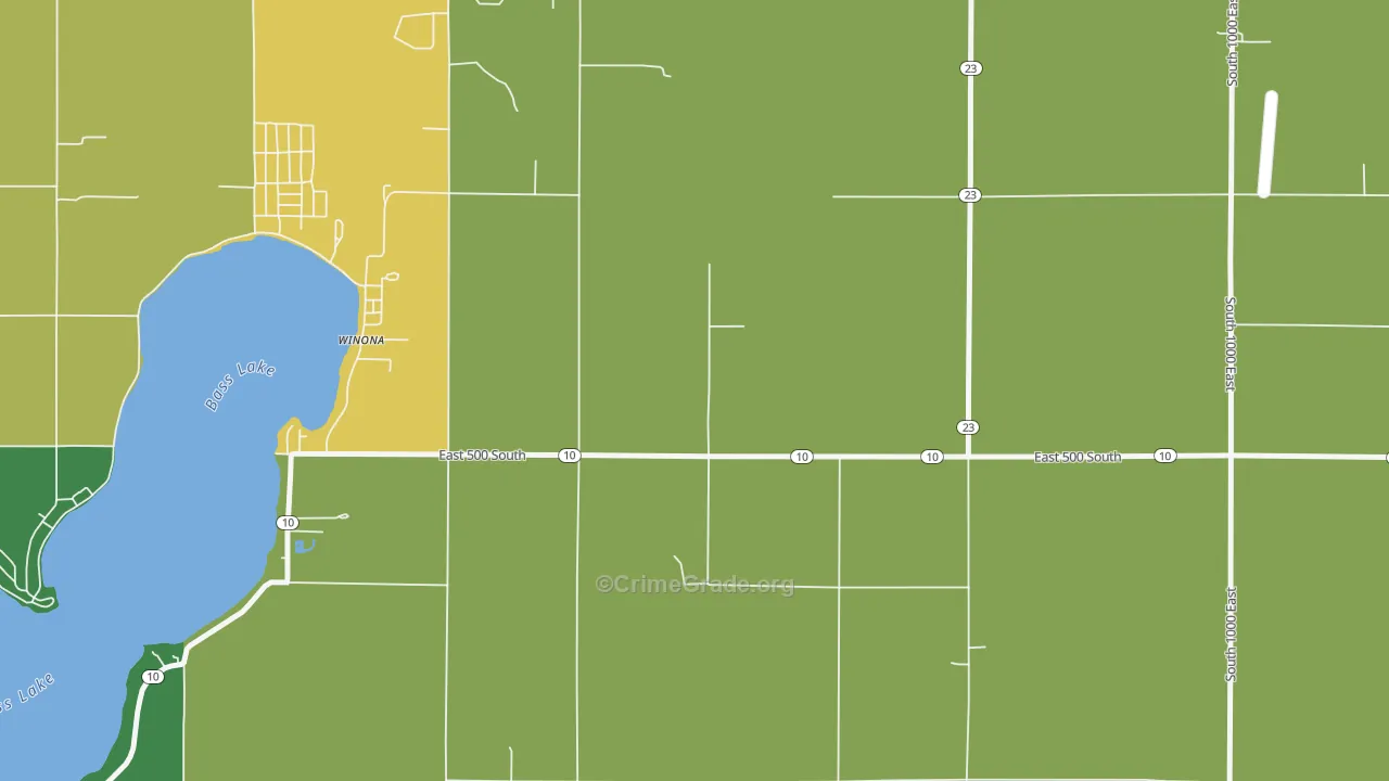 Winona, IN Map of Theft Rates