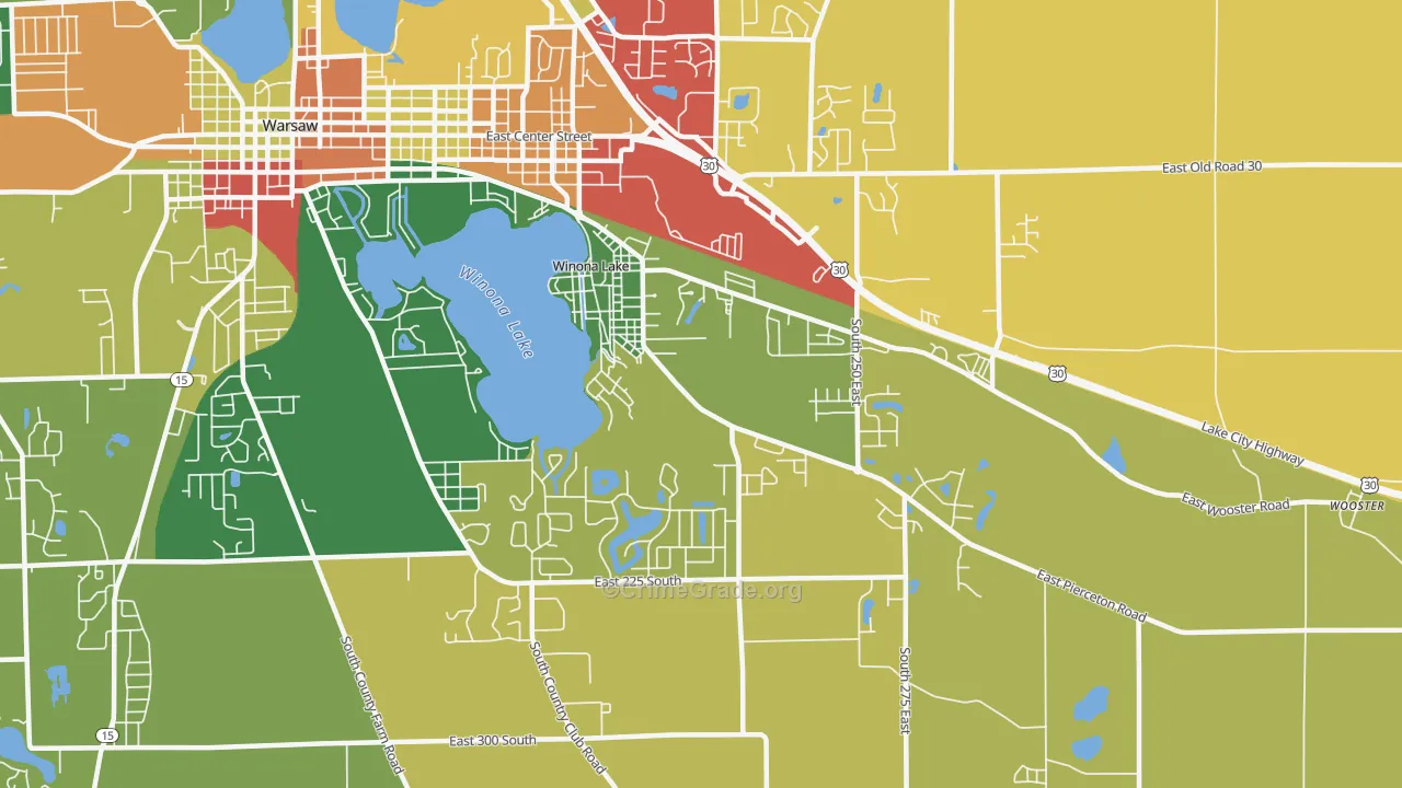Winona Lake, IN Map of Theft Rates