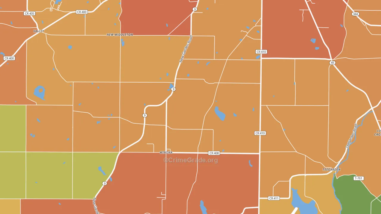 Winona, OH Map of Theft Rates