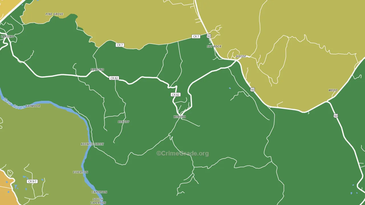 Winona, WV Map of Theft Rates