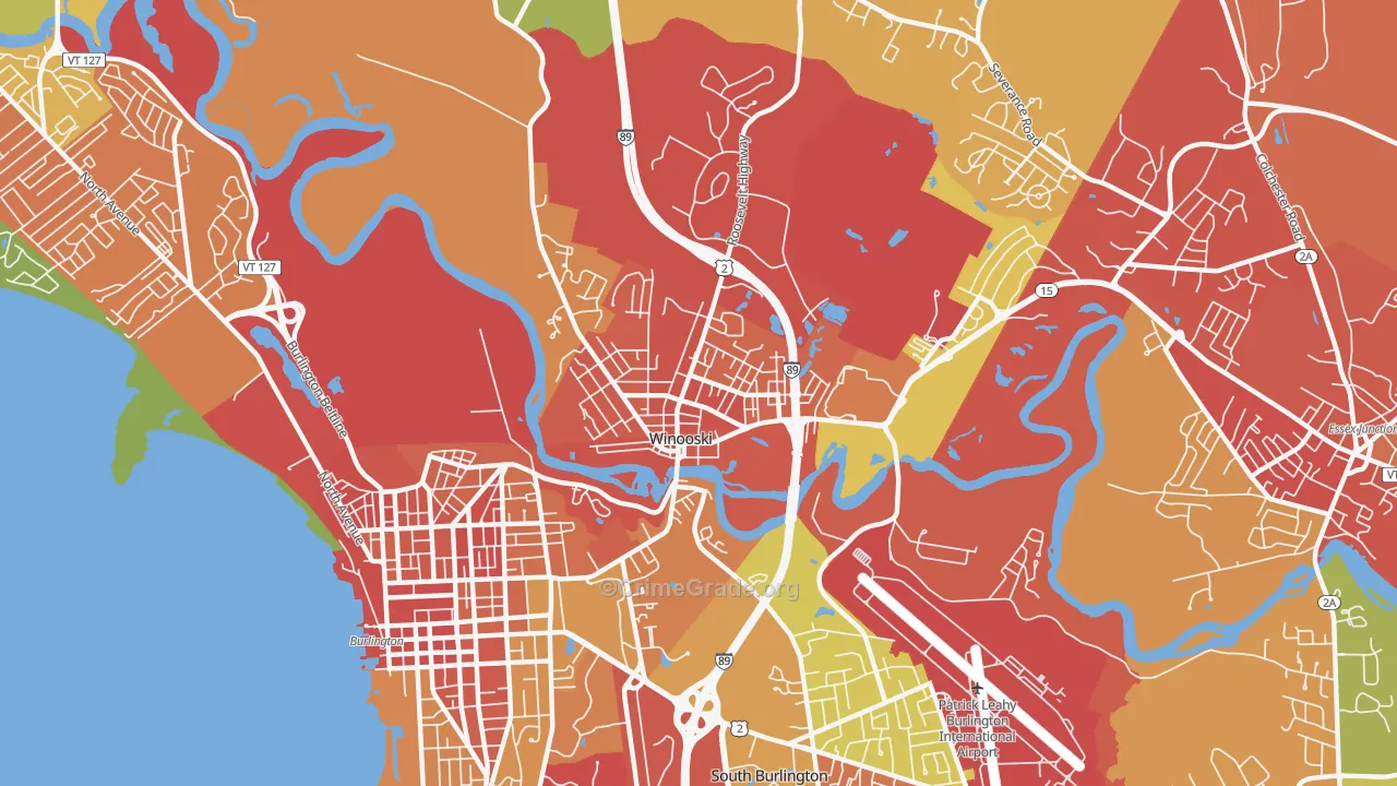 Winooski, VT Map of Theft Rates