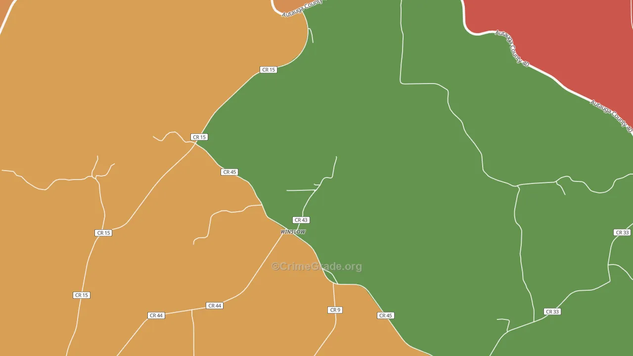 Winslow, AL Map of Theft Rates