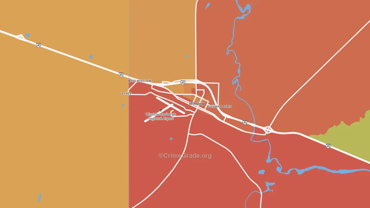 Winslow, AZ Map of Theft Rates