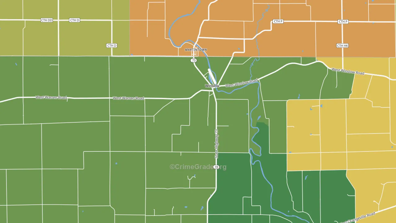Winslow, IL Map of Theft Rates