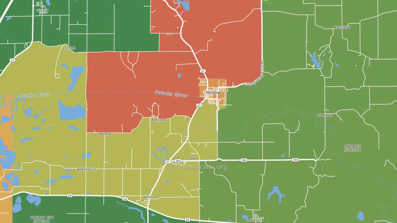 Winslow, IN Map of Theft Rates