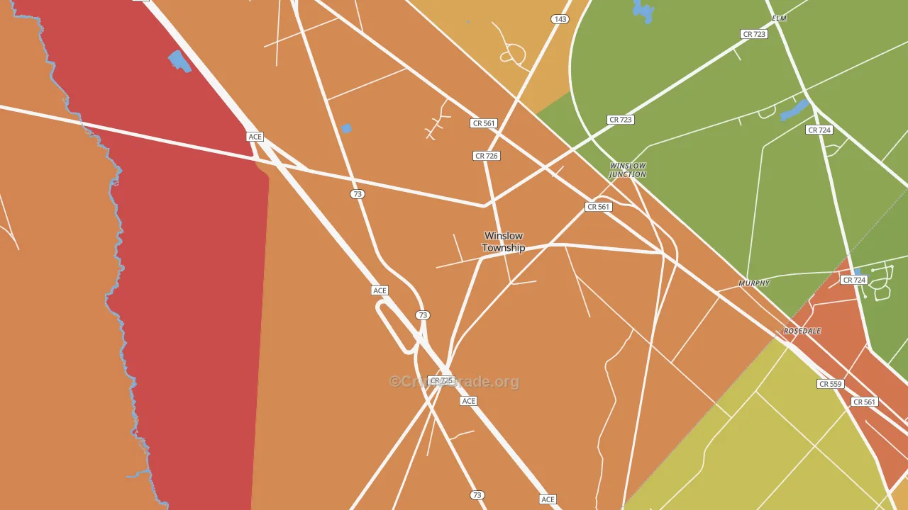 Winslow, NJ Map of Theft Rates