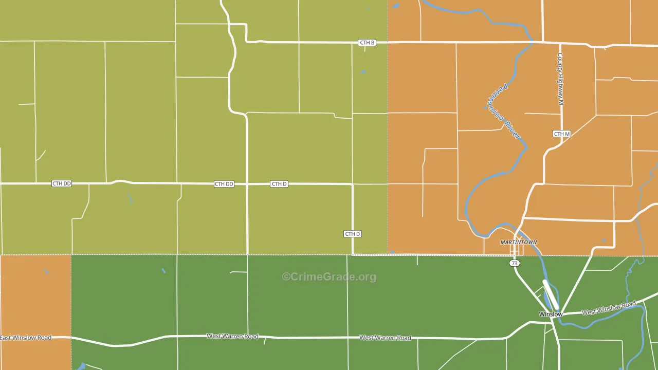 Winslow, WI Map of Theft Rates