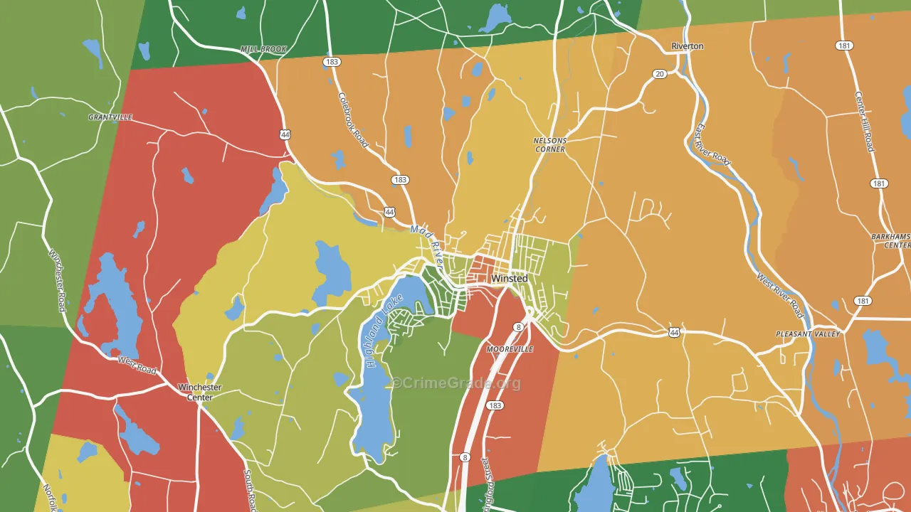 Winsted, CT Map of Theft Rates
