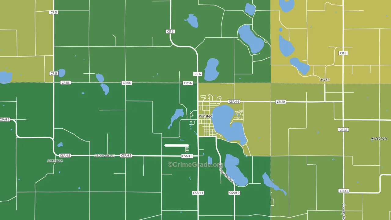 Winsted, MN Map of Theft Rates