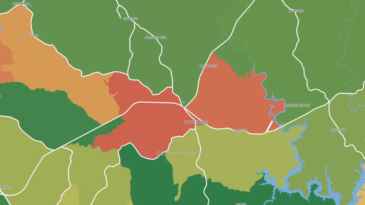Winston County, AL Map of Theft Rates
