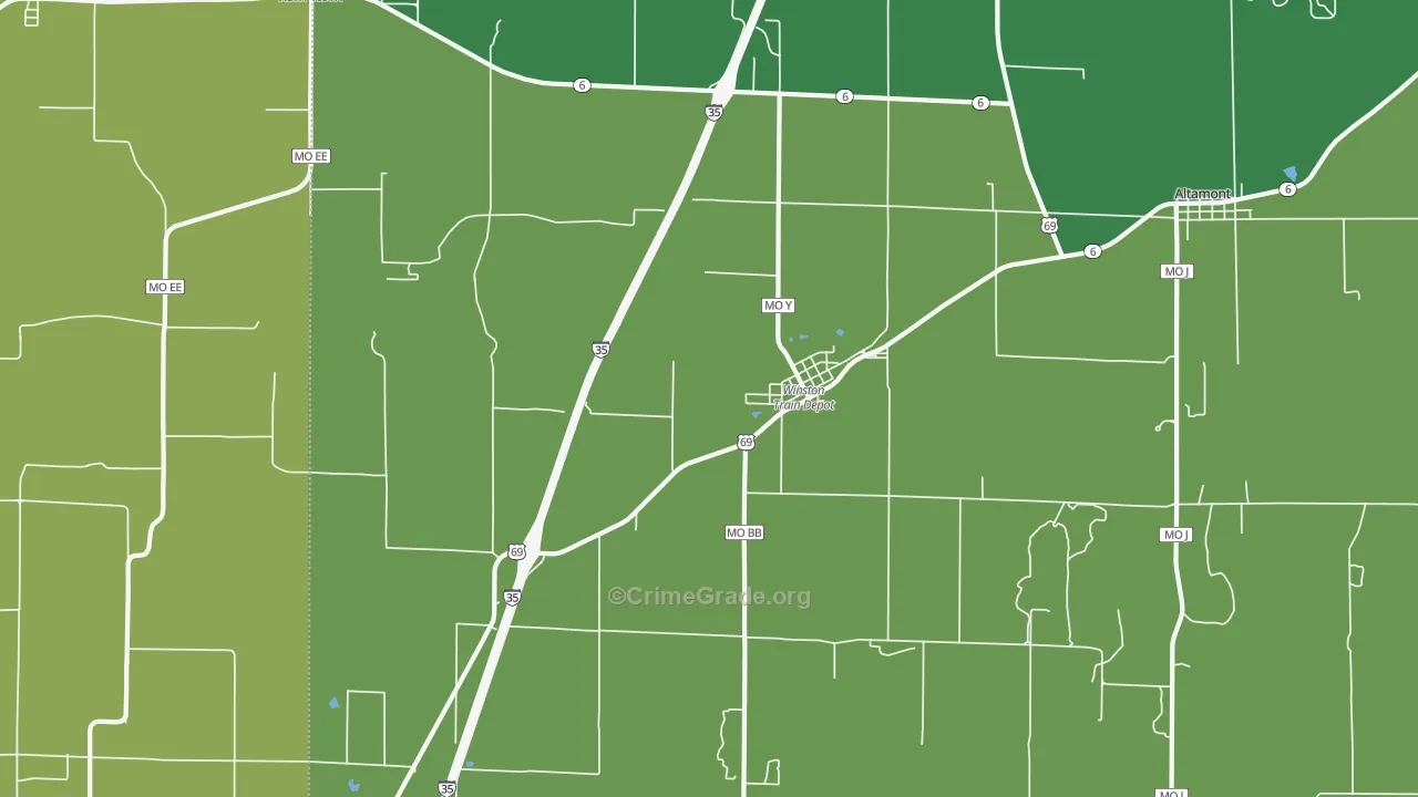 Winston, MO Map of Theft Rates