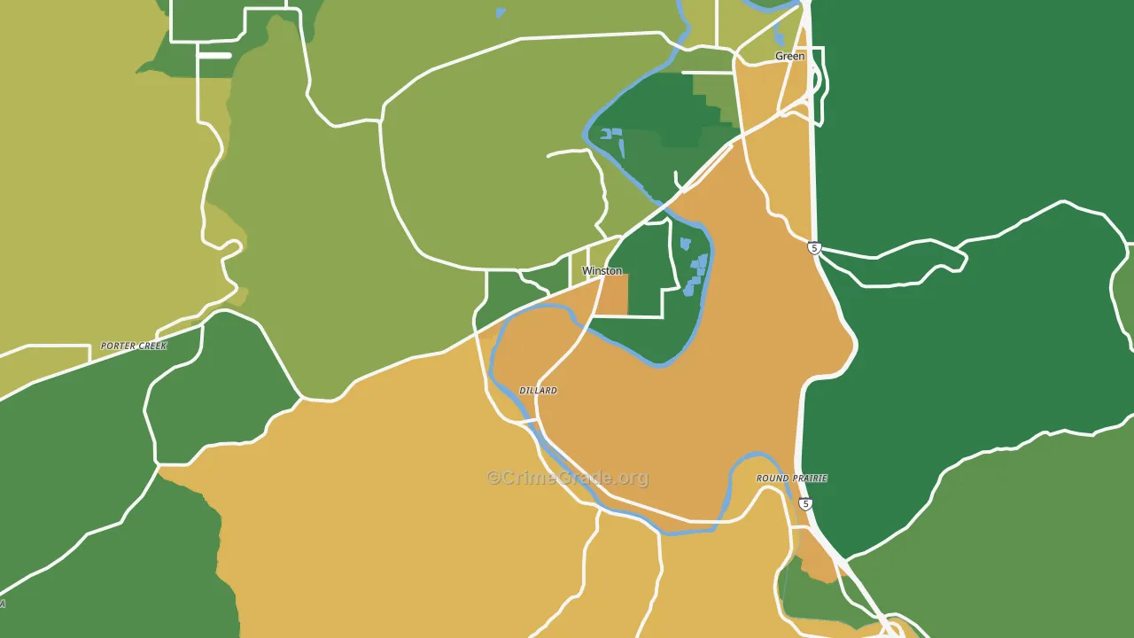 Winston, OR Map of Theft Rates