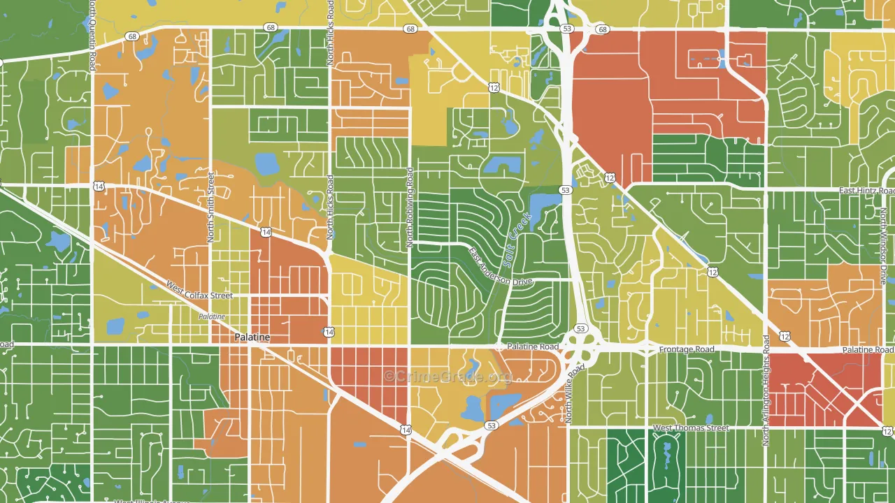 Winston Park, Palatine, IL Map of Theft Rates