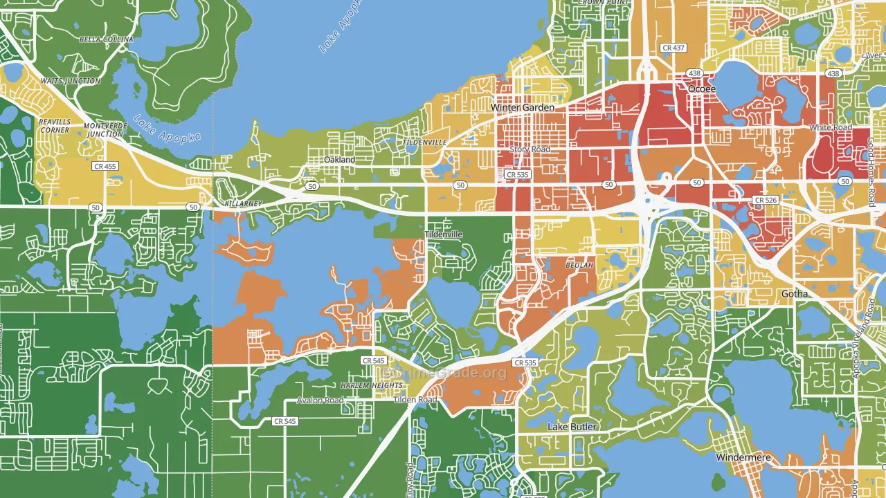 Winter Garden, FL Map of Theft Rates