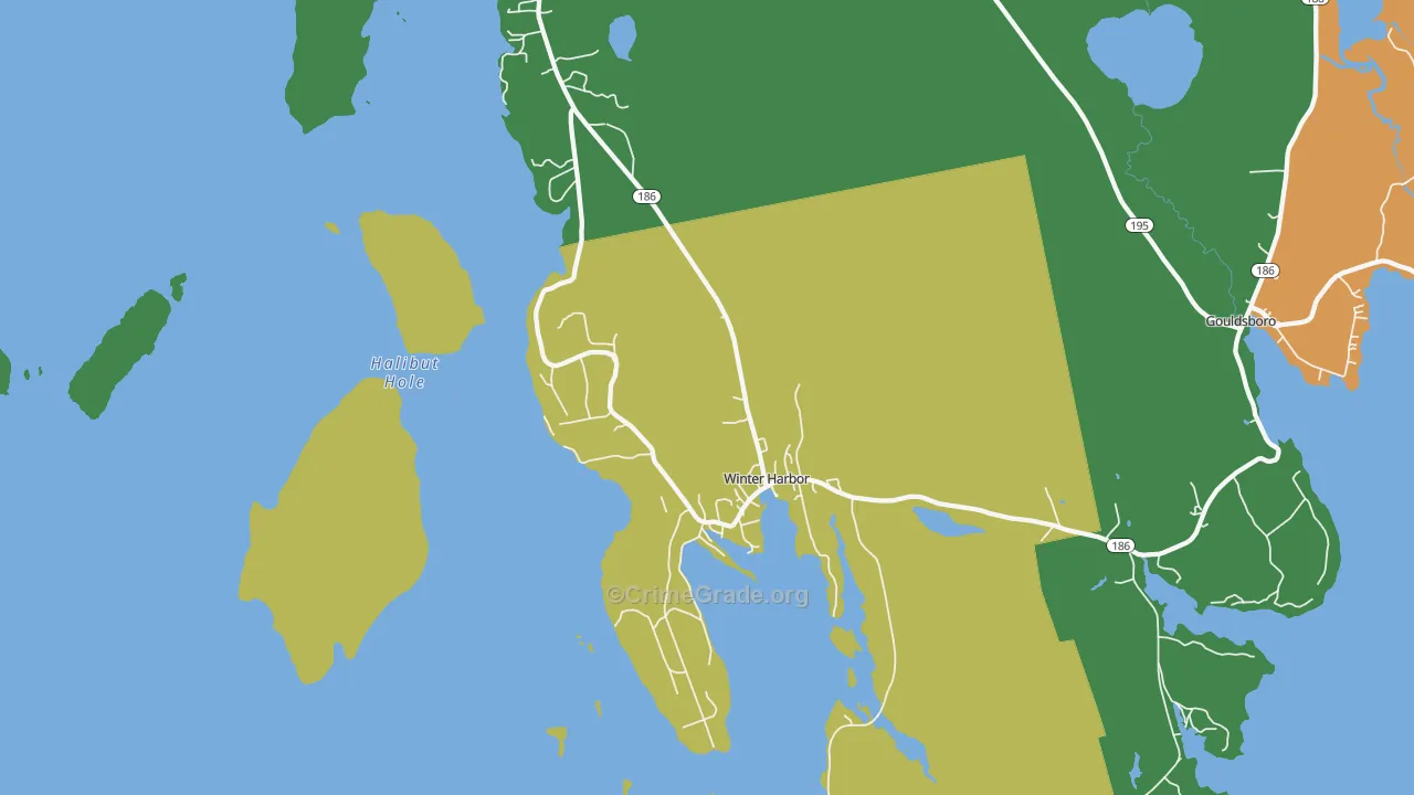 Winter Harbor, ME Map of Theft Rates