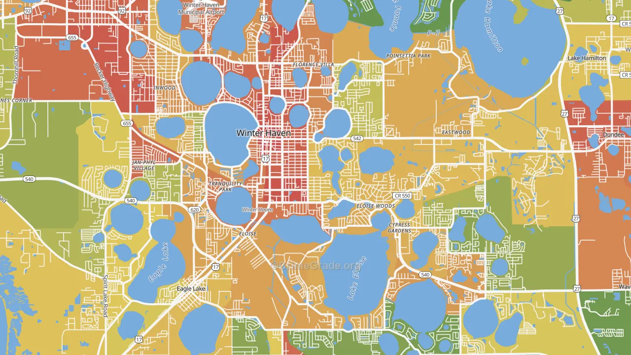 Winter Haven, FL Map of Theft Rates