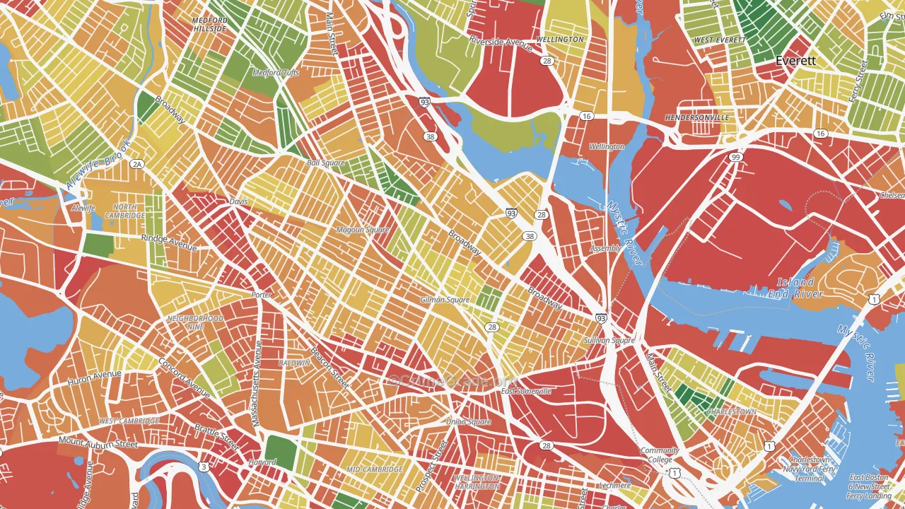 Winter Hill, Somerville, MA Map of Theft Rates