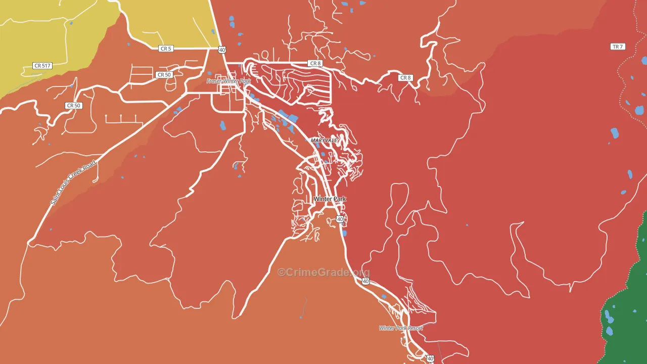 Winter Park, CO Map of Theft Rates