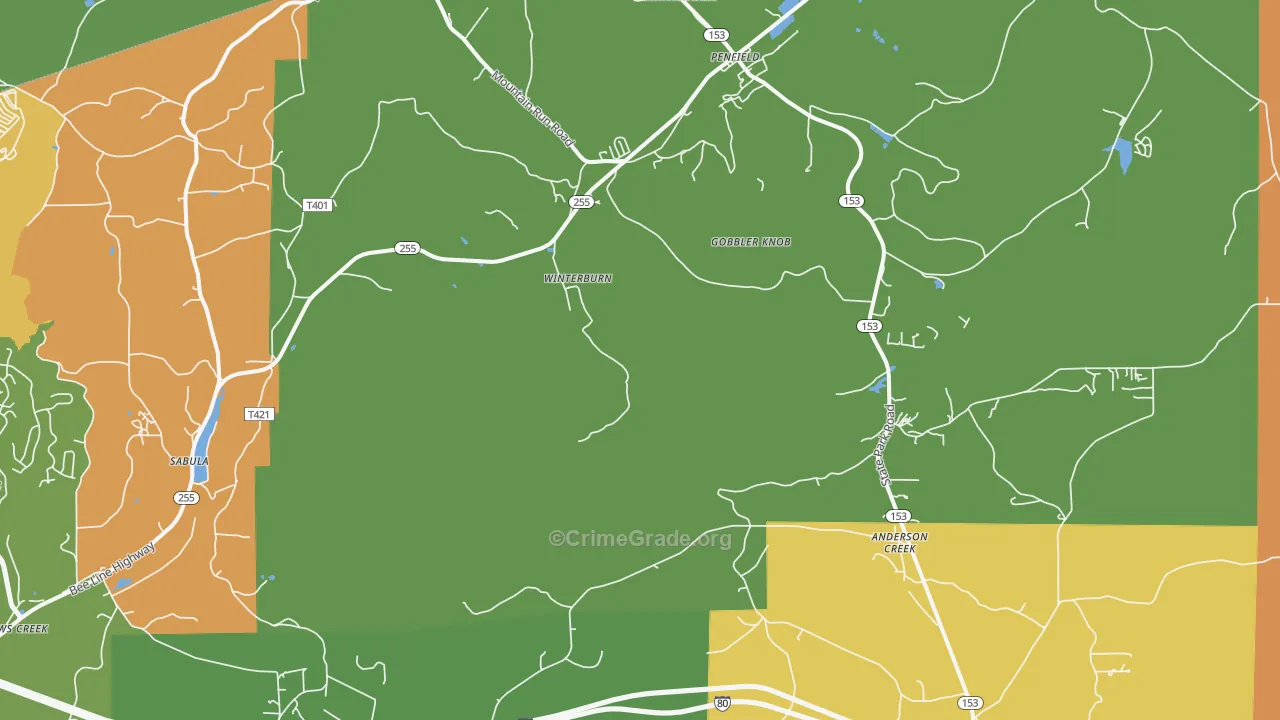 Winterburne, PA Map of Theft Rates