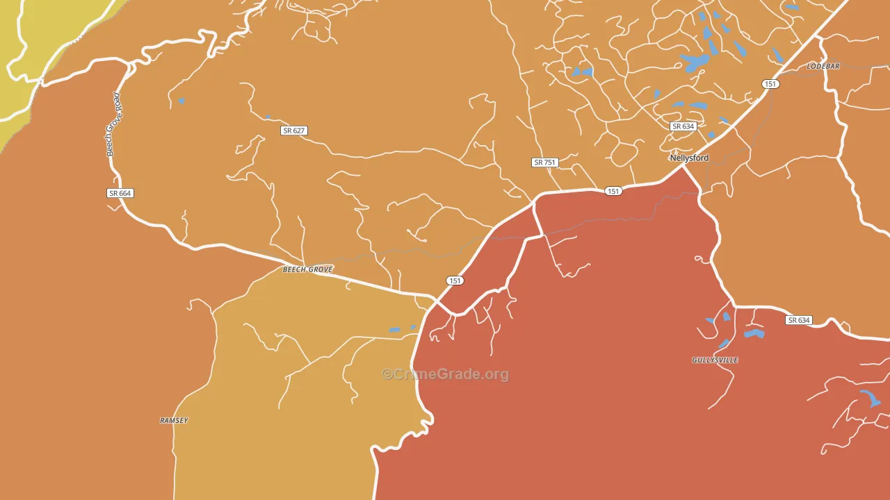Wintergreen, VA Map of Theft Rates