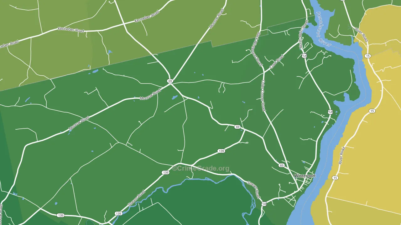 Winterport, ME Map of Theft Rates