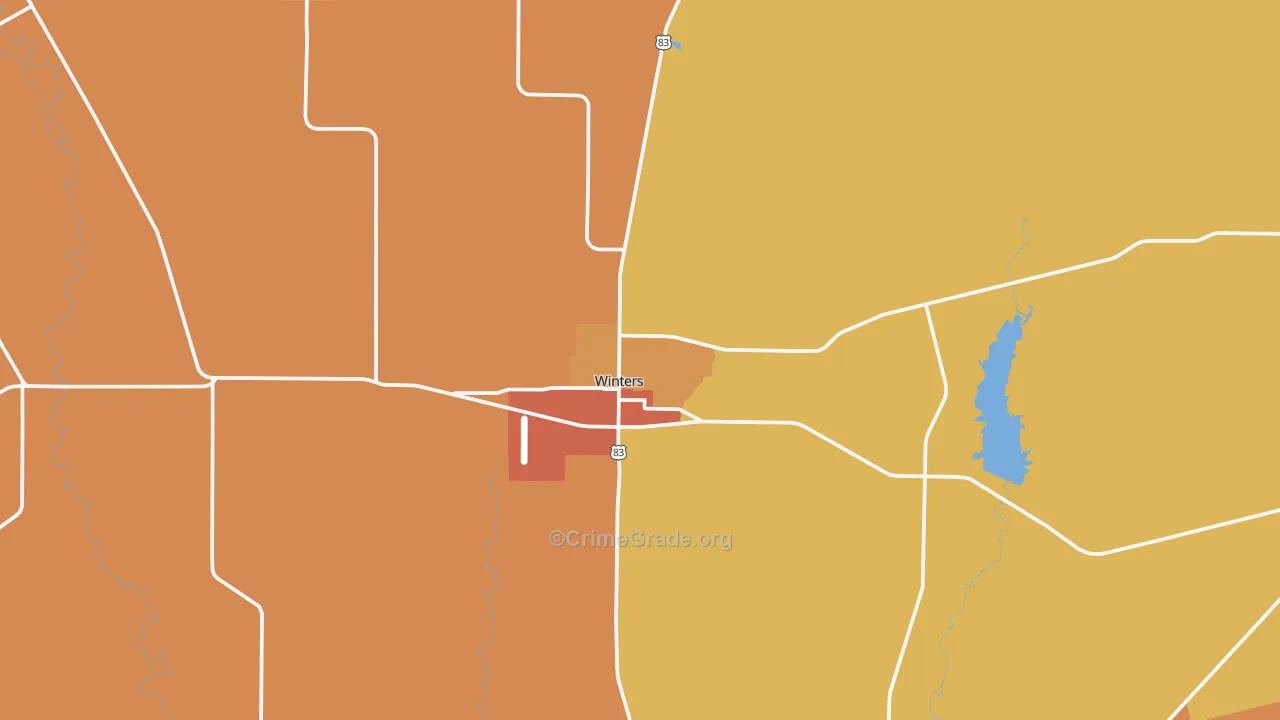Winters, TX Map of Theft Rates