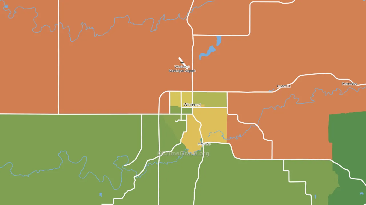 Winterset, IA Map of Theft Rates