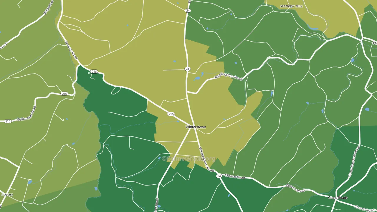Winterstown, PA Map of Theft Rates