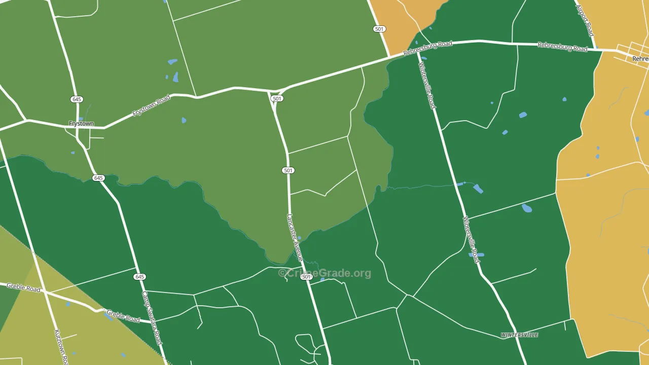 Wintersville, PA Map of Theft Rates