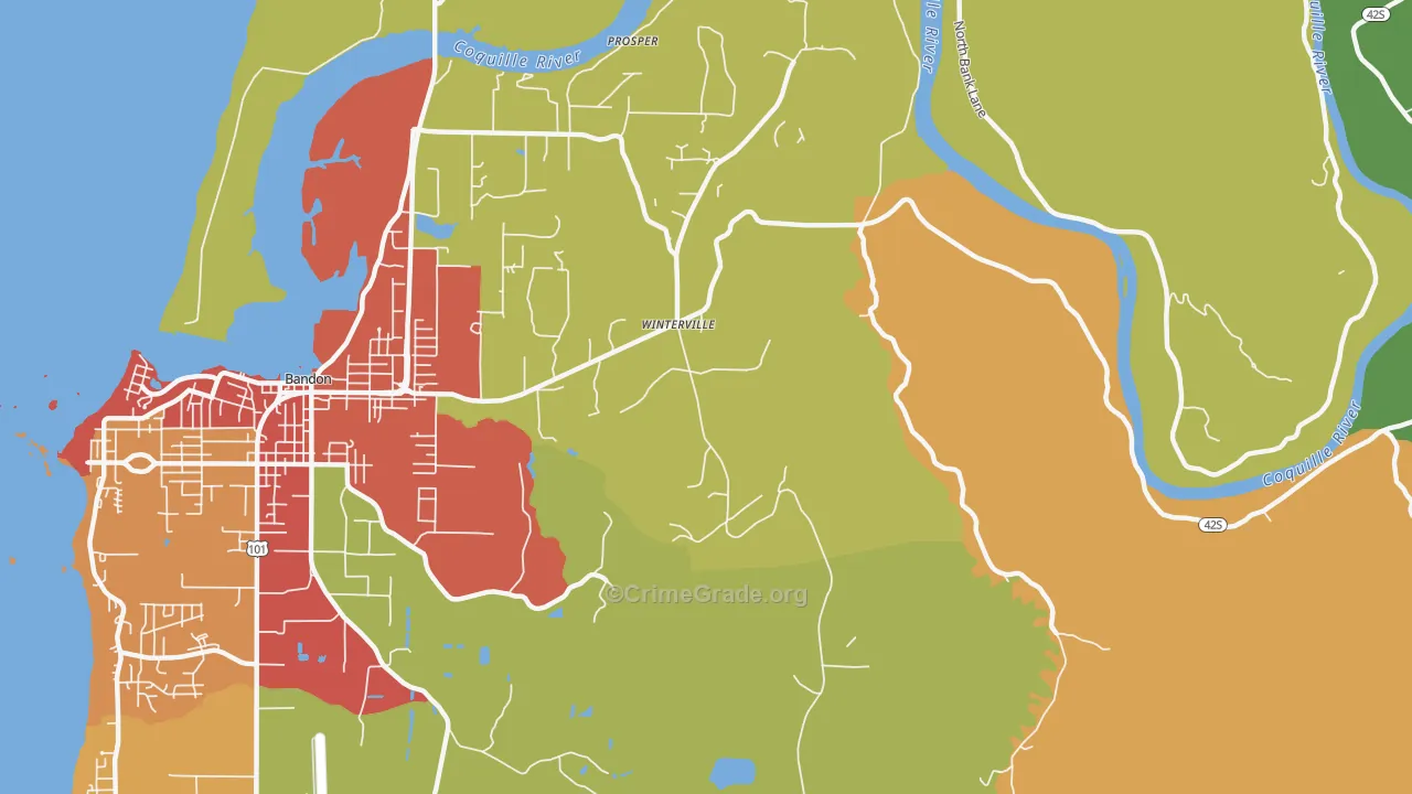 Winterville, OR Map of Theft Rates
