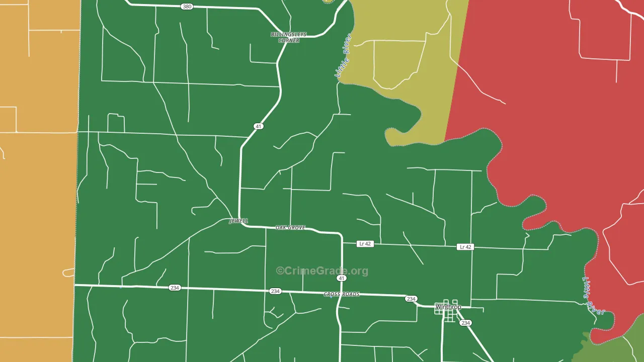 Winthrop, AR Map of Theft Rates