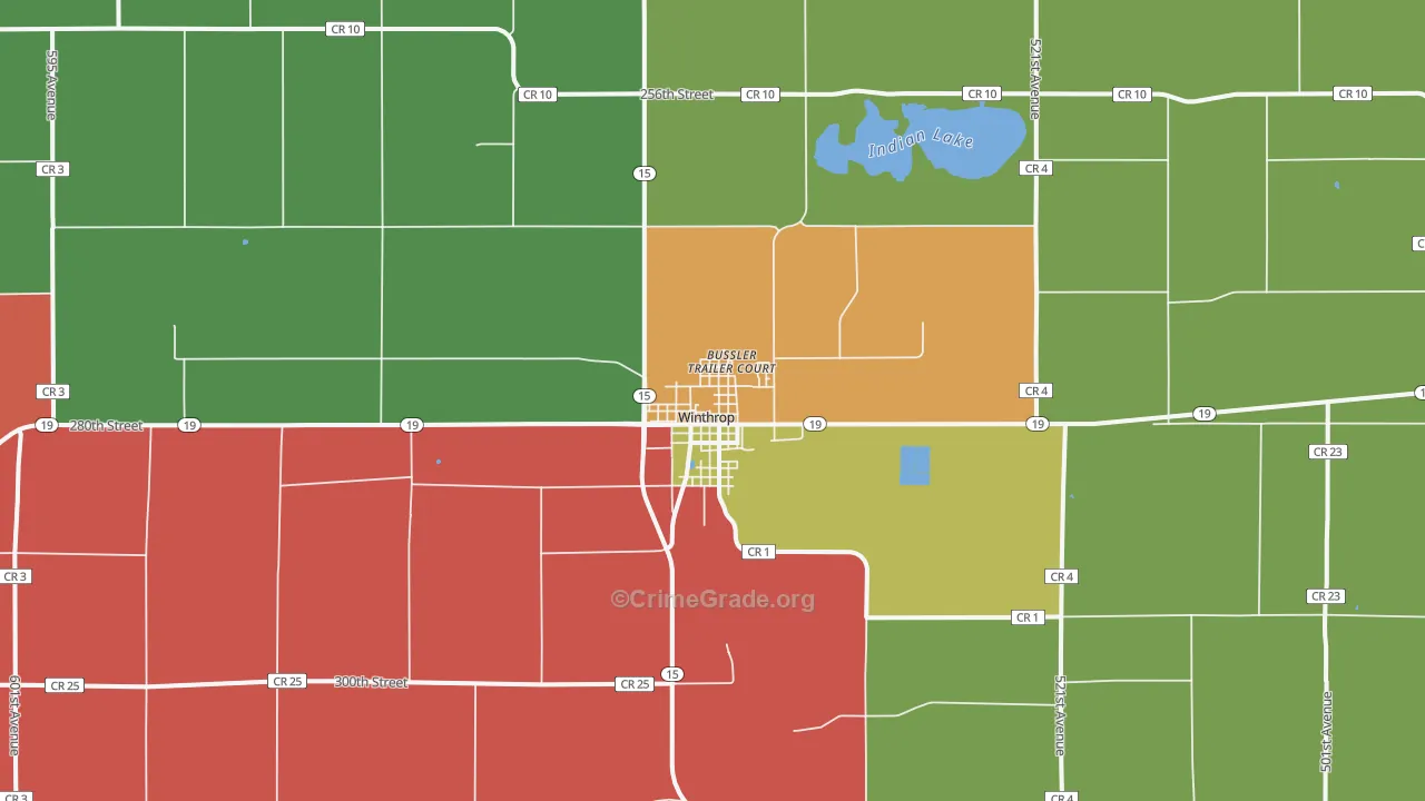 Winthrop, MN Map of Theft Rates