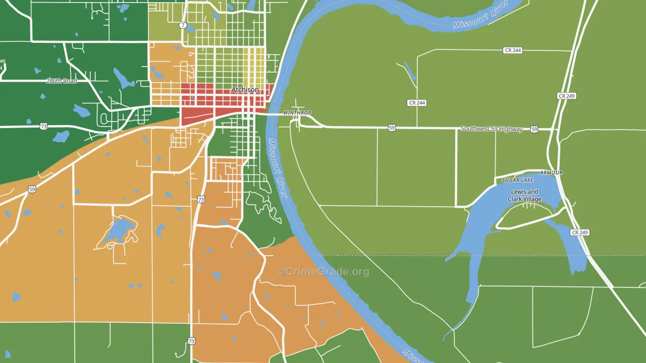 Winthrop, MO Map of Theft Rates