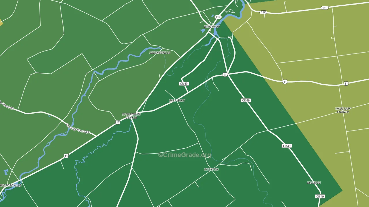 Winthrop, NY Map of Theft Rates